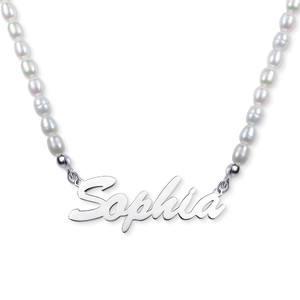Personalized   Exclusive Pearl Name Necklace