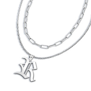 Personalized First Initial Old English Pendant with Paperclip Chain