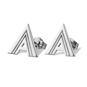 Initial Earrings with Stripe Design