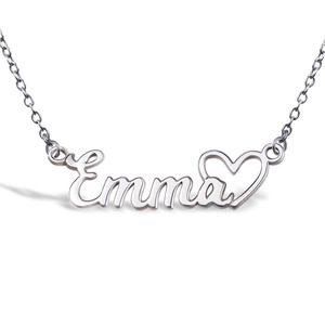 Personalized Script Name Necklace with Open Heart   Chain Included