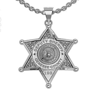 Personalized Michigan Sheriff Badge with Rank  Number   Dept 