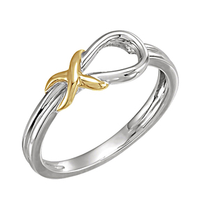 14K Two Tone Gold Love Knot Ring w  Engravable Band