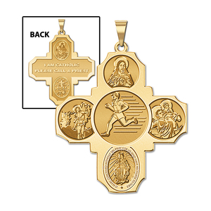 Four Way Cross   Track Male Religious Medal   EXCLUSIVE 