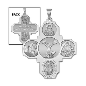 Four Way Cross   Cheerleader Religious Medal   EXCLUSIVE 