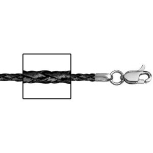 Sterling Silver 1 5mm Thick Black Genuine Leather Chain