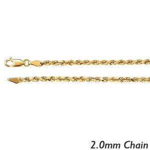 14K Yellow Gold 2 0mm  Diamond Cut Round Rope Chain
