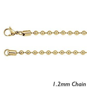 14K Yellow Gold 1 2mm Bead Chain