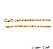 14K Yellow Gold 3 0mm Diamond Cut Flex Rope Chain