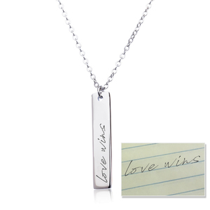 Personalized Handwriting Vertical Bar with 18  Chain