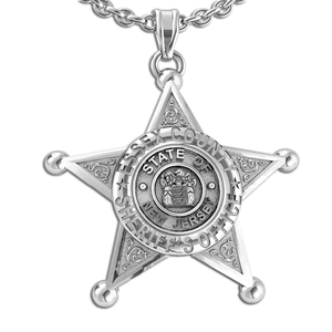 Personalized 5 Point Star Sheriff Badge Necklace or Charm   Shape 1