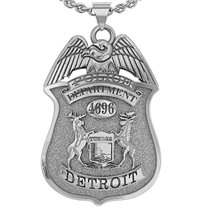 Personalized Police Badge Necklace or Charm   Shape 8