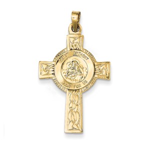 14k Cross w St Anthony Medal Pendant