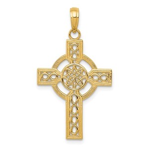 14k Diamond cut Celtic Cross Pendant