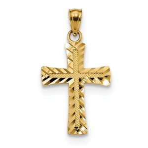 14k Diamond cut Latin Cross Pendant