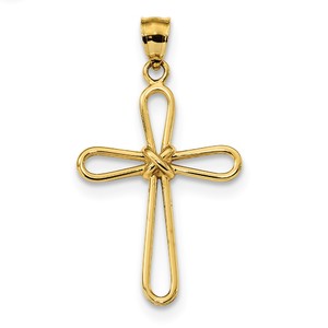 14k Polished Rounded Cross w  X  Center Pendant