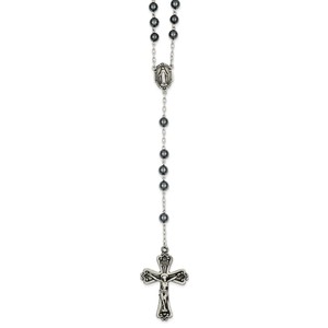 Sterling Silver Antiqued Hematite Rosary