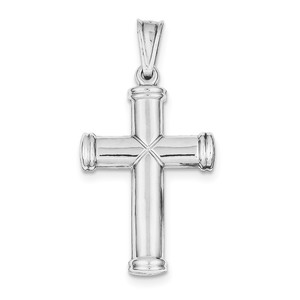 Sterling Silver Rhodium plated Diamond  cut Reversible Cross Pendant