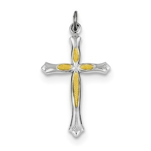 Sterling Silver Rhodium plated and Vermeil Cross Pendant