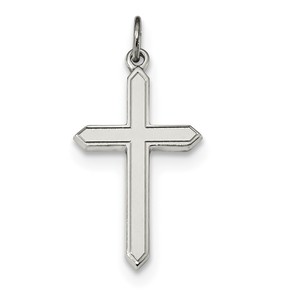 Sterling Silver Polished and Satin Cross Pendant