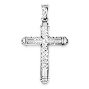 Sterling Silver Rhodium plated Diamond  Cut Reversible Cross Pendant