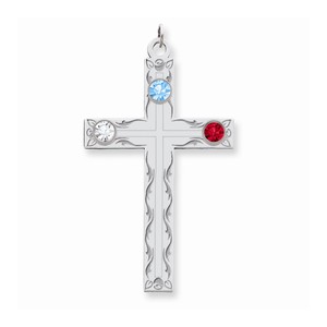 Sterling Silver Crystal Family Cross Pendant