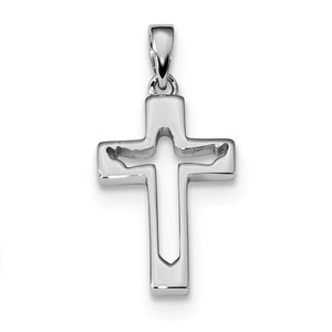 Sterling Silver Rhodium plated Jesus Cut out Cross Pendant