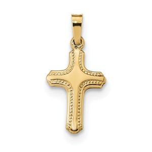 14k Polished and Textured Cross Pendant