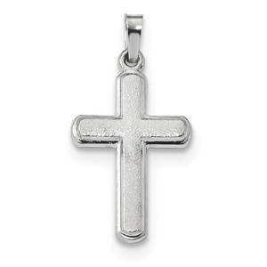 14k White Gold Polished and Satin Cross Pendant