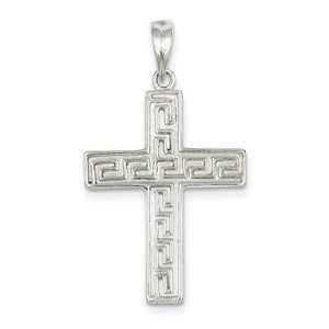 Sterling Silver Polished   Textured Cross Pendant