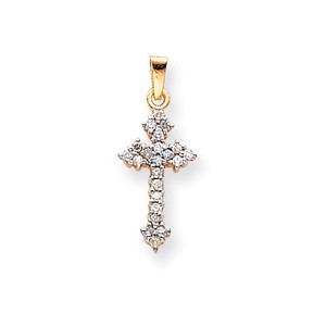 14k   Rhodium Diamond Cross Pendant