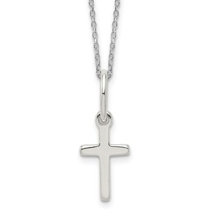 Sterling Silver Rhodium Plated Small Cross Pendant