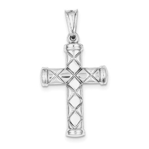 Sterling Silver Rhodium plated Hollow Latin Cross Pendant