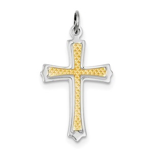 Sterling Silver Rhodium plated   Gold plated Cross Pendant