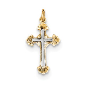 Sterling Silver Rhodium plated   18k Gold plated Cross Charm