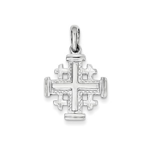 14k White Gold Jerusalem Cross Pendant