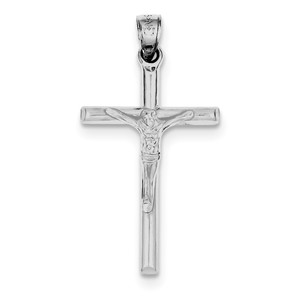 Sterling Silver Rhodium plated Polished Crucifix Pendant