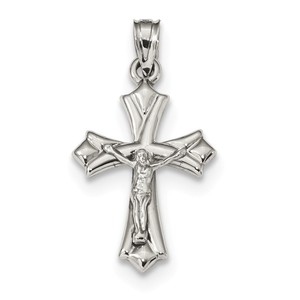 10k White Gold Reversible Crucifix  Cross Pendant