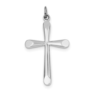 Sterling Silver Rhodium plated Polished Cross Pendant