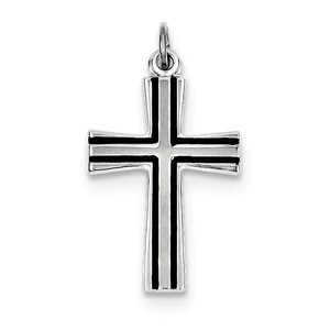 Sterling Silver Rhodium plated Enameled Latin Cross Charm