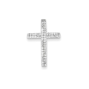 14K White Gold Diamond Cross Pendant without chain