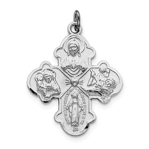 Sterling Silver Rhodium plated Satin 4 way Medal