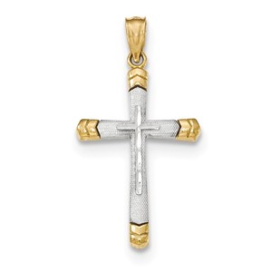 14k Y W Gold Polished DC Cross Pendant