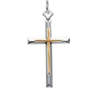 Sterling Silver CROSS PENDANT w  Gold Plating
