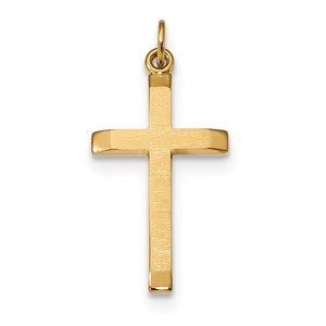 Sterling Silver Gold plated Polished and Satin Cross Pendant