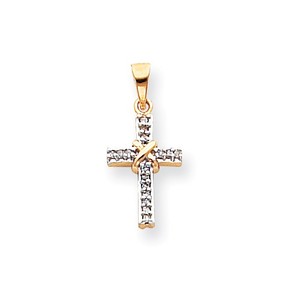 14k   Rhodium Diamond Latin Cross Pendant