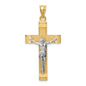 14k Two tone INRI Crucifix Pendant