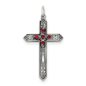 Sterling Silver July Birthstone Cross Pendant