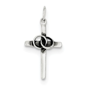 Sterling Silver Antiqued Wedding Cross Charm