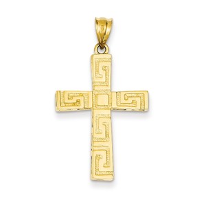 14K Greek Key Cross Pendant