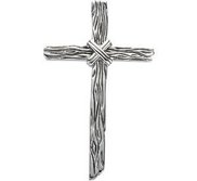 Sterling Silver Wooden Texture Cross Pendant